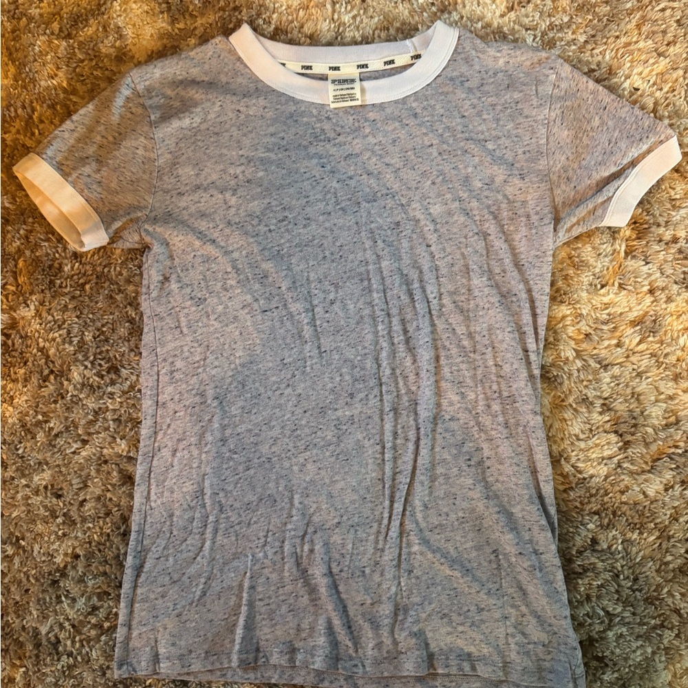 Victoria's Secret PINK Gray and White Tee